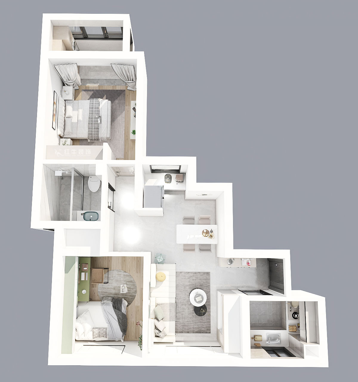 吴昊｜金达花园9-2-2301-77㎡-现代风格｜2室2厅1厨1卫｜毛坯装修｜定制家｜全包8